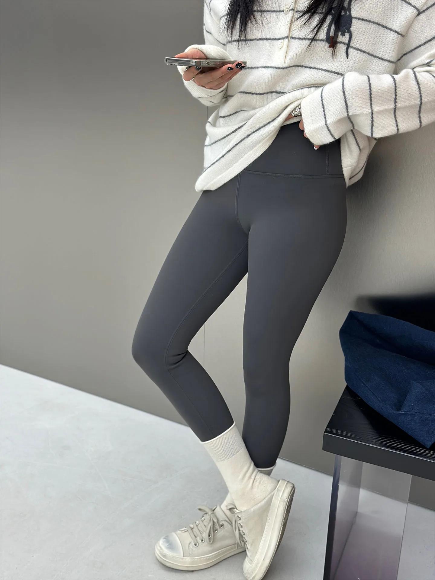 

Брюки для йоги Bodhl с высокой талией, 480 г, для ношения как снаружи, так и внутри, утягивающие живот, подтягивающие ягодицы, длина от 7 до 9/10 длины ноги