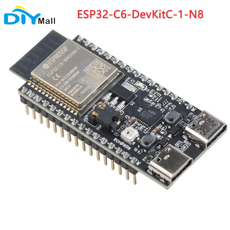 

DIYmall ESP32-C6-DevKitC-1-N8 8MB V1.2 SPI Flash Wifi Blue-tooth Dev Development Board Based on ESP32-C6-WROOM-1(U)