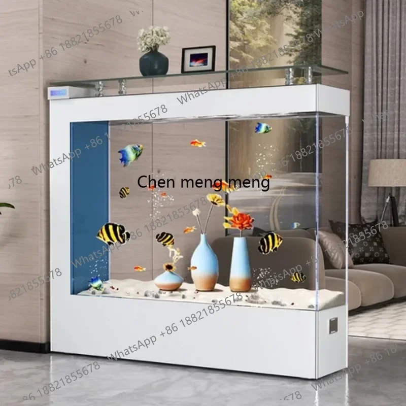 CC 45Super White Glass Light Luxury Fish Tank Living Room Home Subareas Screens Floor Large Rectangular