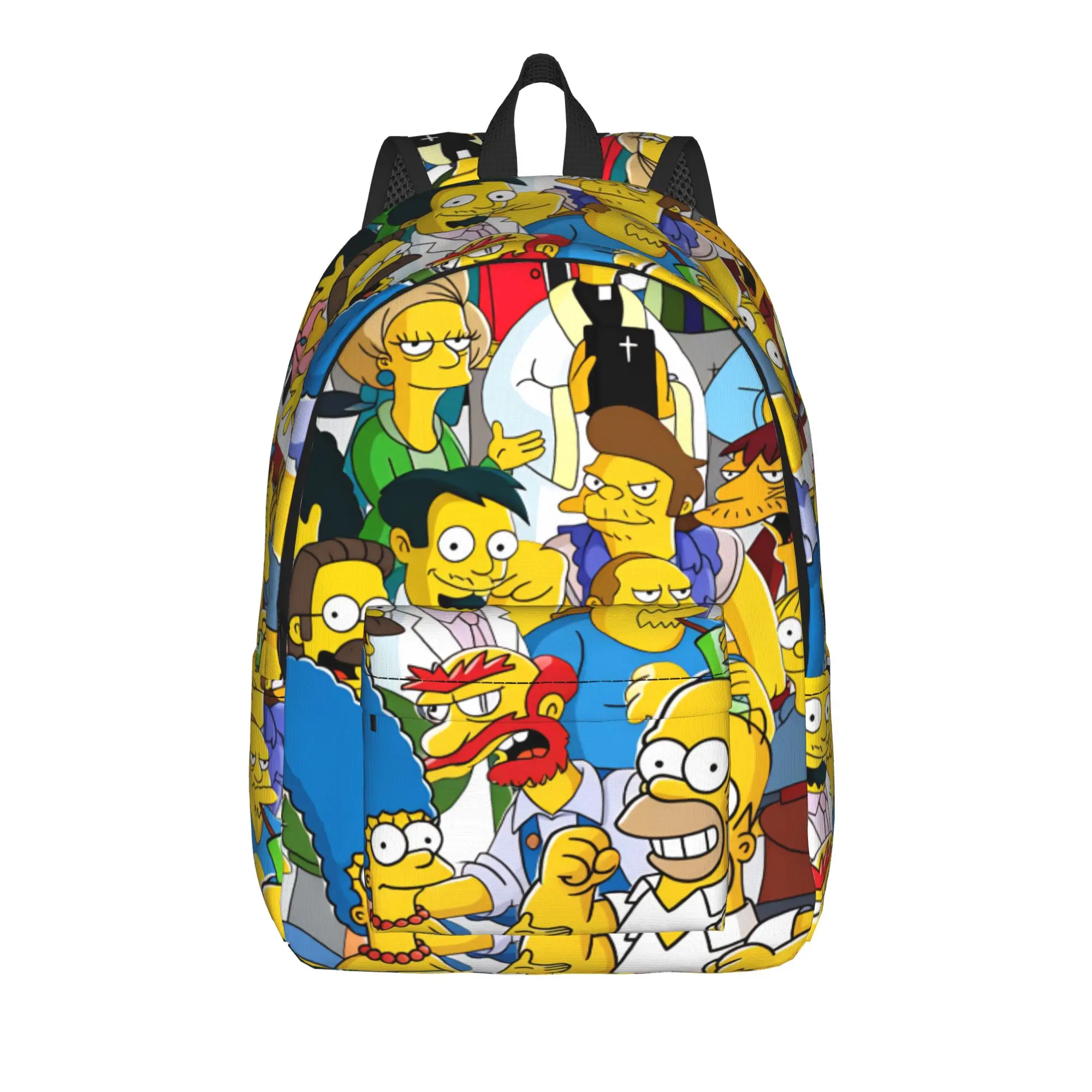S-Simpsons All Characters Backpack Female  Soft Backpacks Polyester Funny High School Bags University Design Rucksack
