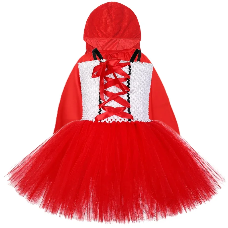 

Little Red Riding Hood Costumes for Girls Christmas Party Tutu Dress with Cap Cloak Children Halloween Carnival Fancy Outfit@0Z*