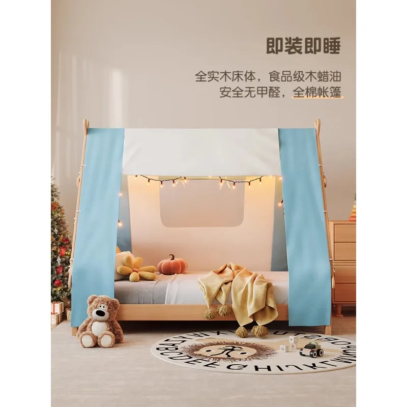 

Solid wood single children's bed