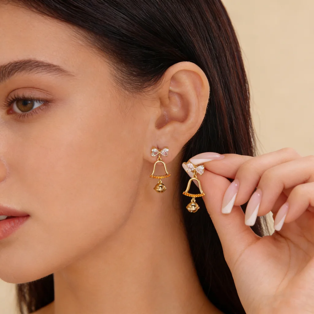 

Delicate Zircon Bowknot Bell Drop Earrings for Women Sweet Cute Crystal Bow Earring Girls Party Wedding Jewelry Gift