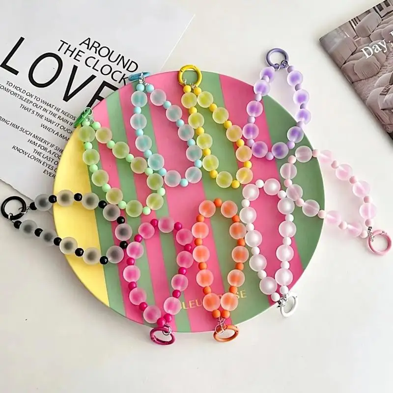 1 Stück Damen-Handgelenkskette Handyband im koreanischen Stil, Anti-Verlust-Schlüsselband mit Dopamin-inspiriertem Mattperlen-Anhänger – Detail 2