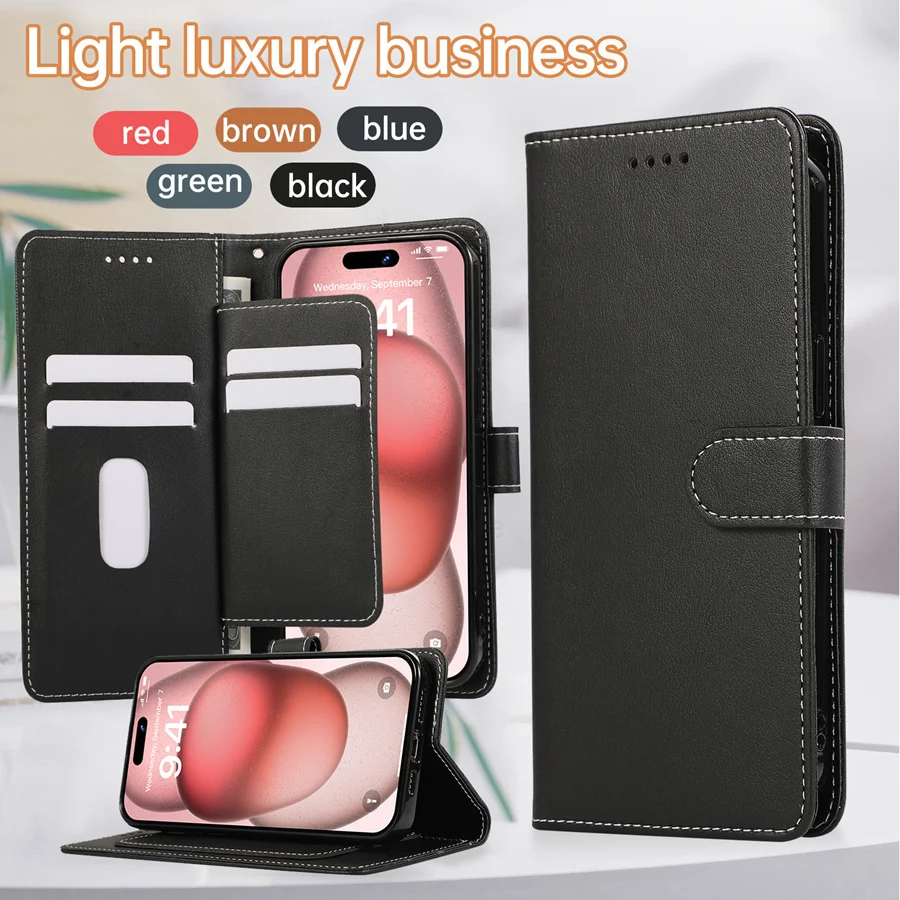 Double Flip Card Slot Leather Case For Samsung Galaxy S24 S23 Plus Ultra A15 A25 A35 A55 A53 A54 5G Wallet Stand on Book Cover