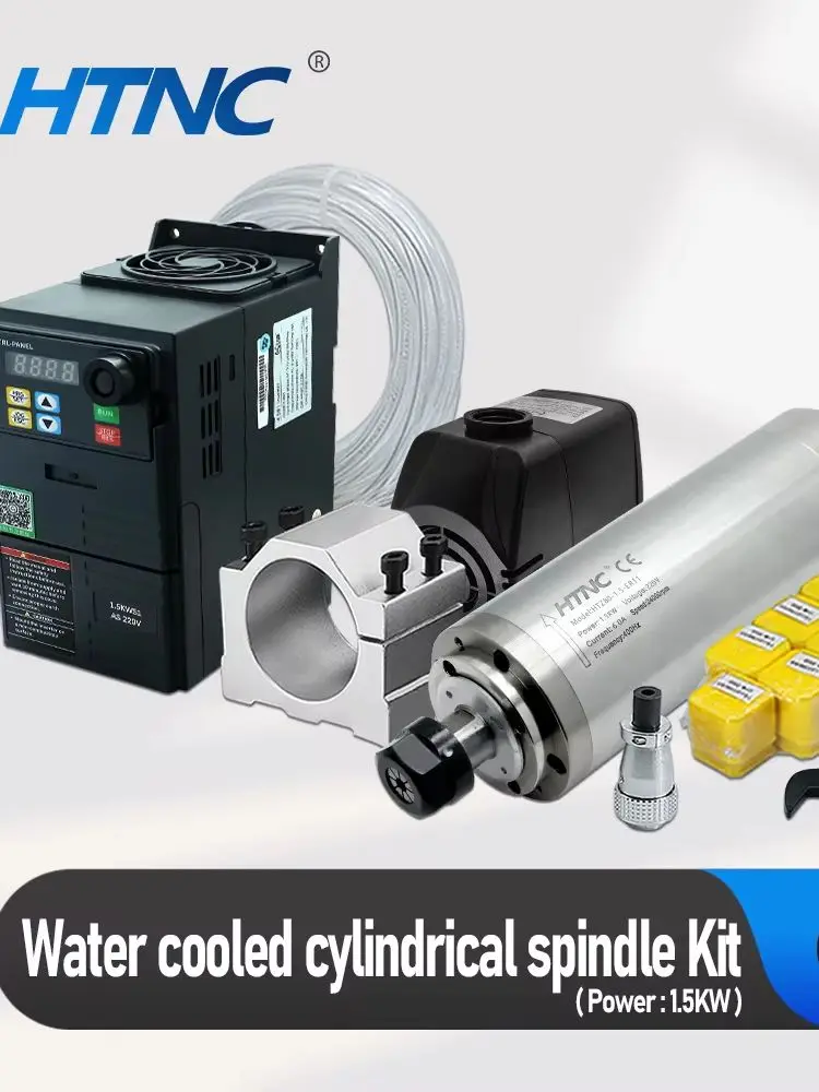 1500 W CNC-Spindelmotor 220 V ER11 1,5 kW runde Wasserkühlungsspindel 24000 U/min + 1,5 kW VFD 50/60 Hz + Wasserpumpe + 80-mm-Halterung