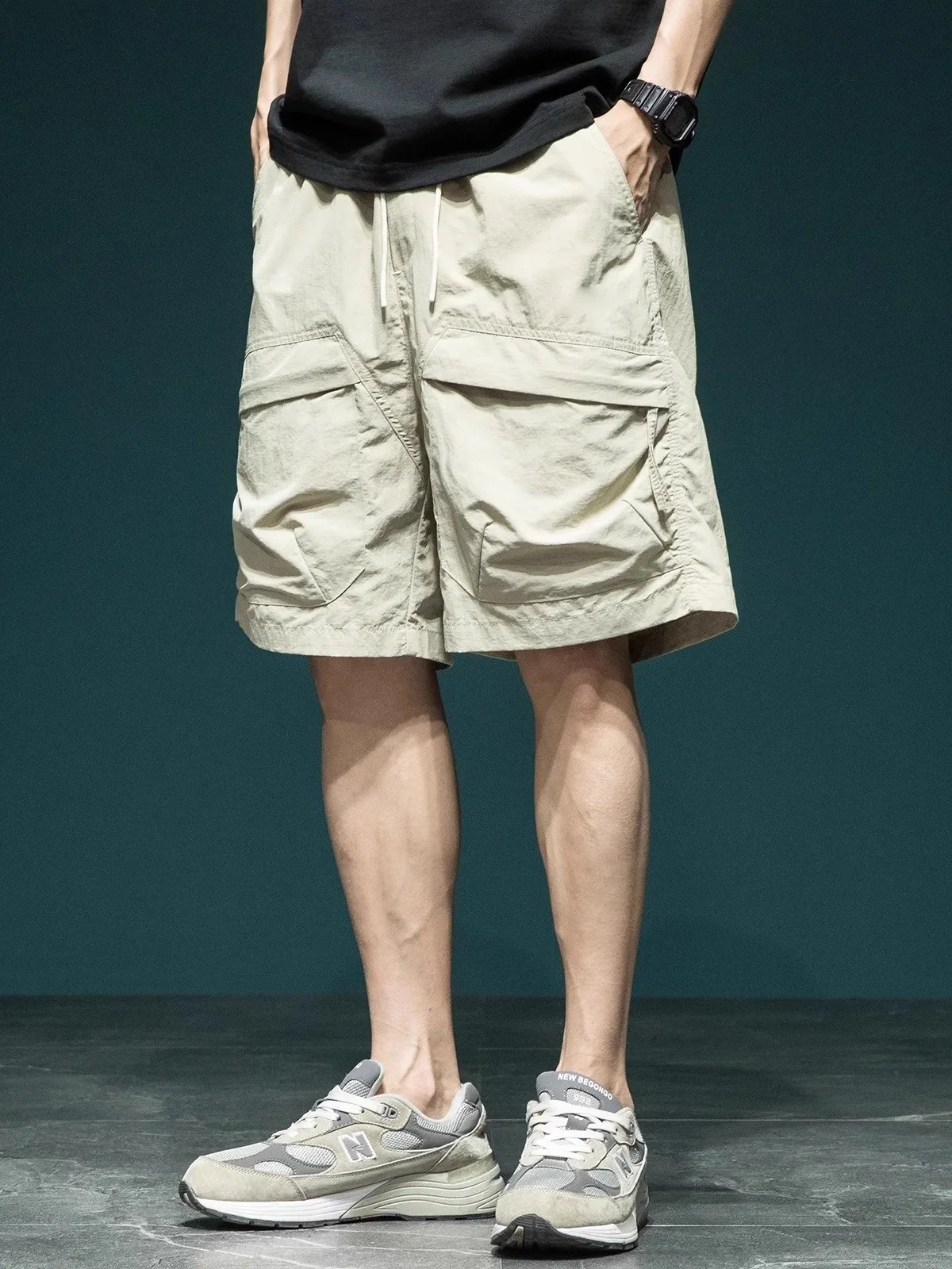 

Qui Dry Summer Thin Large ket Ice Silk Cool Feeling Five-Quarter Loose Casual Outdoor Mountain Series Men's orts