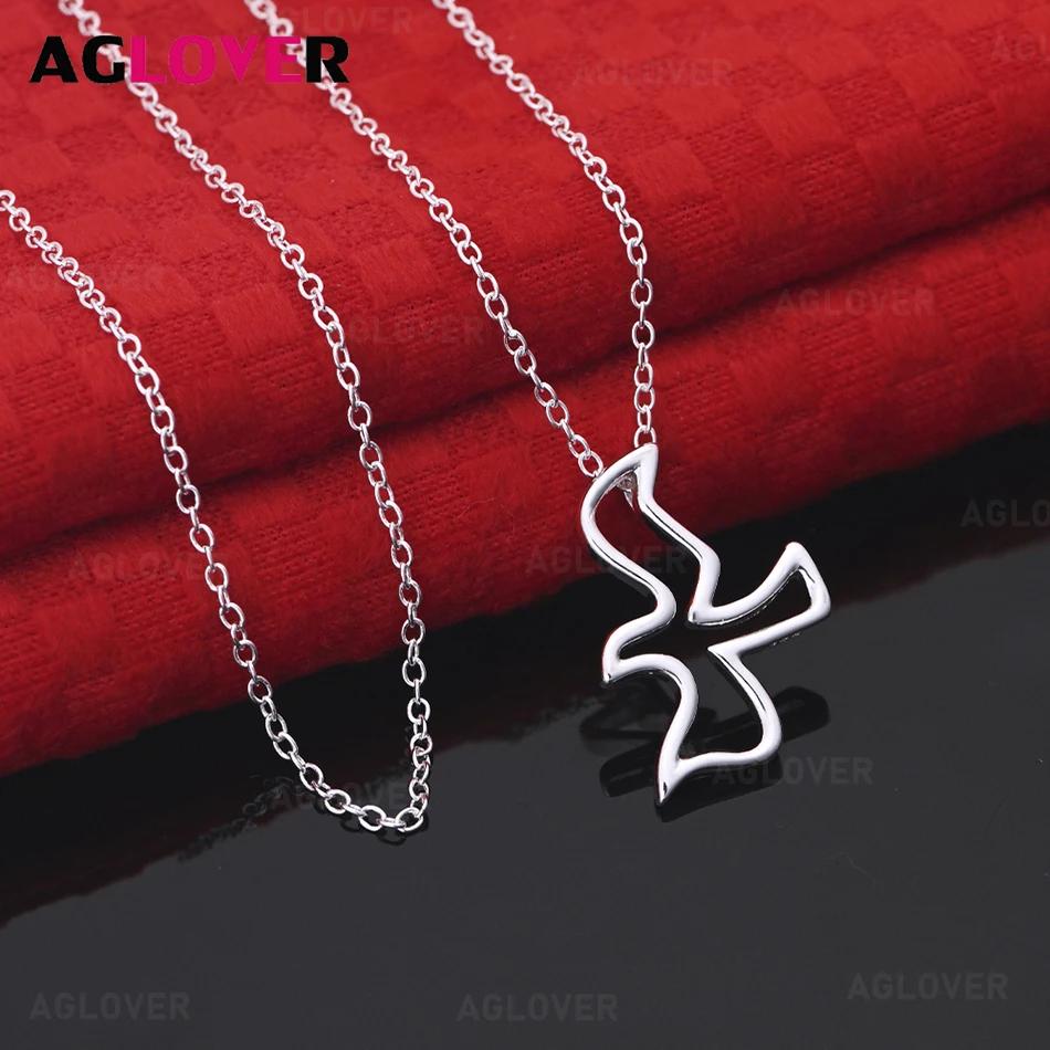 

AGLOVER 925 Sterling Silver Hollow Bird Pendant Necklace Women's Exquisite and Cute Wedding Jewelry
