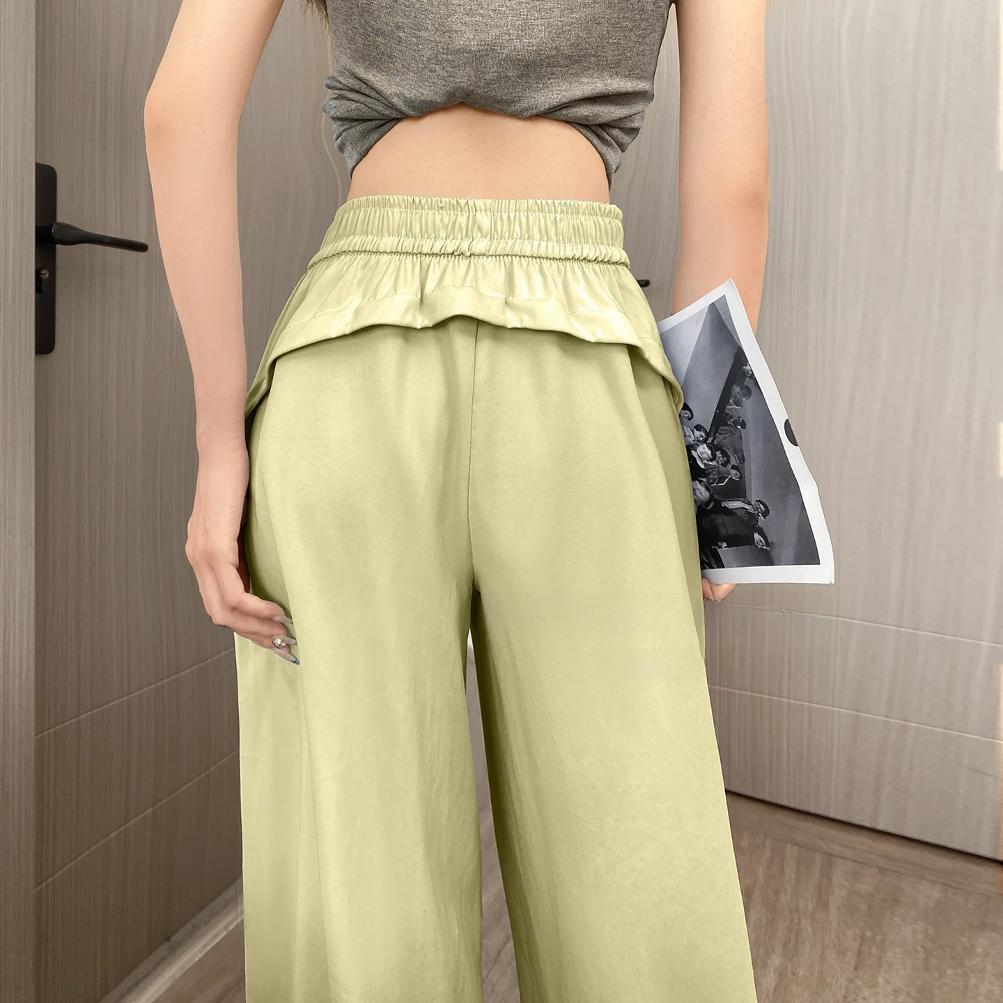 

Женские летние спортивные брюки Dopne Workwear: новые американские быстросохнущие брюки из ледяного шелка, широкие, повседневные, свободного кроя, маленький размер