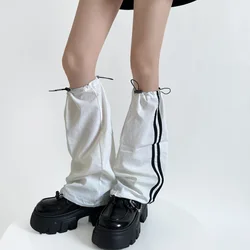 New Design Leg Warmers Quick Dry Drawstring Y2k Leg Warmers Fashion Striped Foot Cover Knee Socks Stockings Women Leg Warmers