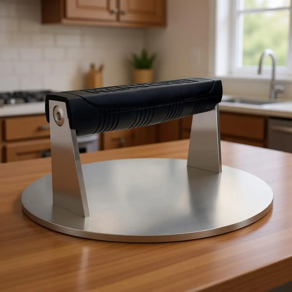 

Пресс для бургеров из нержавеющей стали, 8 дюймов, 3,25 фунта, для стейков, смеш-бургеров, бекона, сэндвичей — можно мыть в посудомоечной машине, с силиконовой ручкой