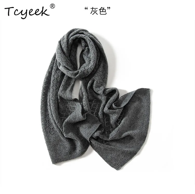 

Tcyeek, 100%Pure Cashmere Elegant Scarf, Women Gift Solid Hollow Out, Soft Fashion Warm Daily Scarf, 2024 Fall Winter A48918QC