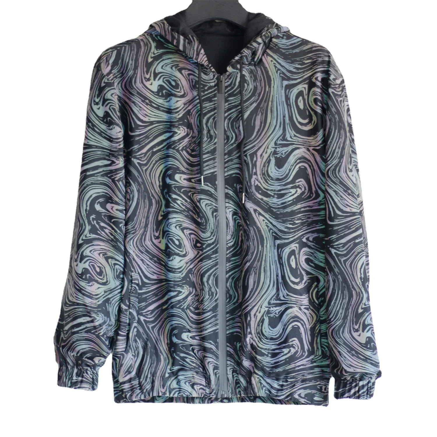 Spring Summer New Colorful Reflective Knitted Jacket Europe United States Star Luminous Stretch Breathable Hoodies Sweatshirt