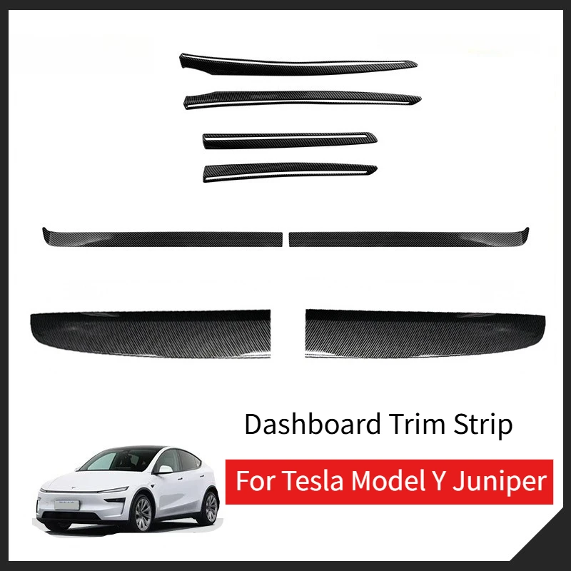 Listwa wykończeniowa deski rozdzielczej do Tesla Model Y Juniper 2025 Launch Center Console Panel Naklejka Pokrywa Akcesoria samochodowe z włókna węglowego ABS