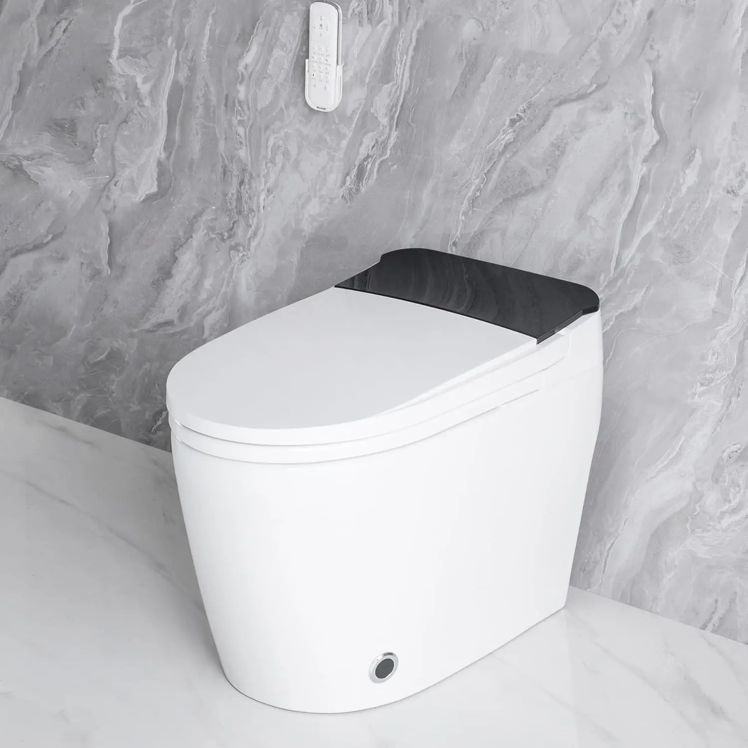 

Smart Toilet With Heated Bidet Seat, Auto Flush, Auto Open & Close,Warm Seat Water Air and Dry,Night Light, Side, Customized
