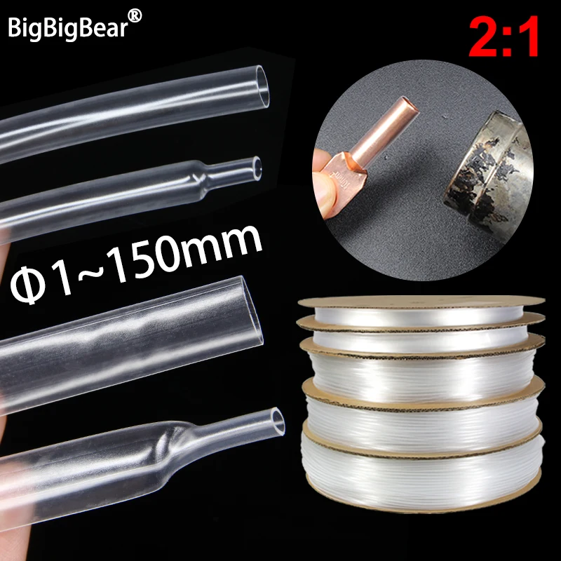 

1~10m Heat Shrink Tube 2:1 Clear 1 2 3 4 5 6 7 8 9 10 12 14 16 20 25 30 40 50 60 80 100 150mm Polyolefin Cable Insulated Sleeve
