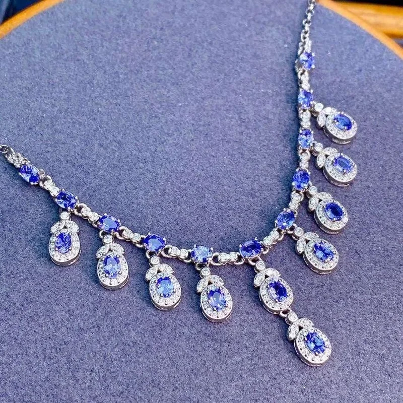 Jewelry 100% Natural Tanzanite Pendant for Parties 3x4mm Tanzanite Necklace Pendant 925 Silver