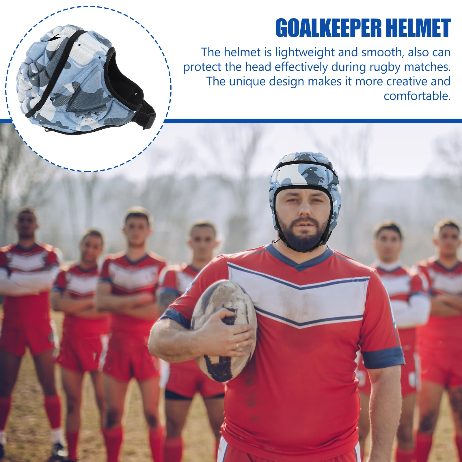 

Anti Collision Safety Kids Soccer Goalkeepers EVA Material Adjustable Design Protects Head Sports Activities Gift