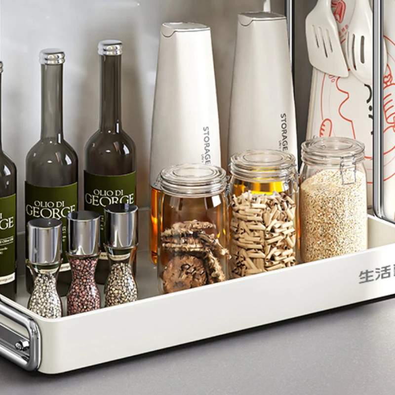 Multifunctional Spice Rack Kitchen Countertop Storage Organizer 2-layers Partition Shelf for Spices Saves Space Home Supplies