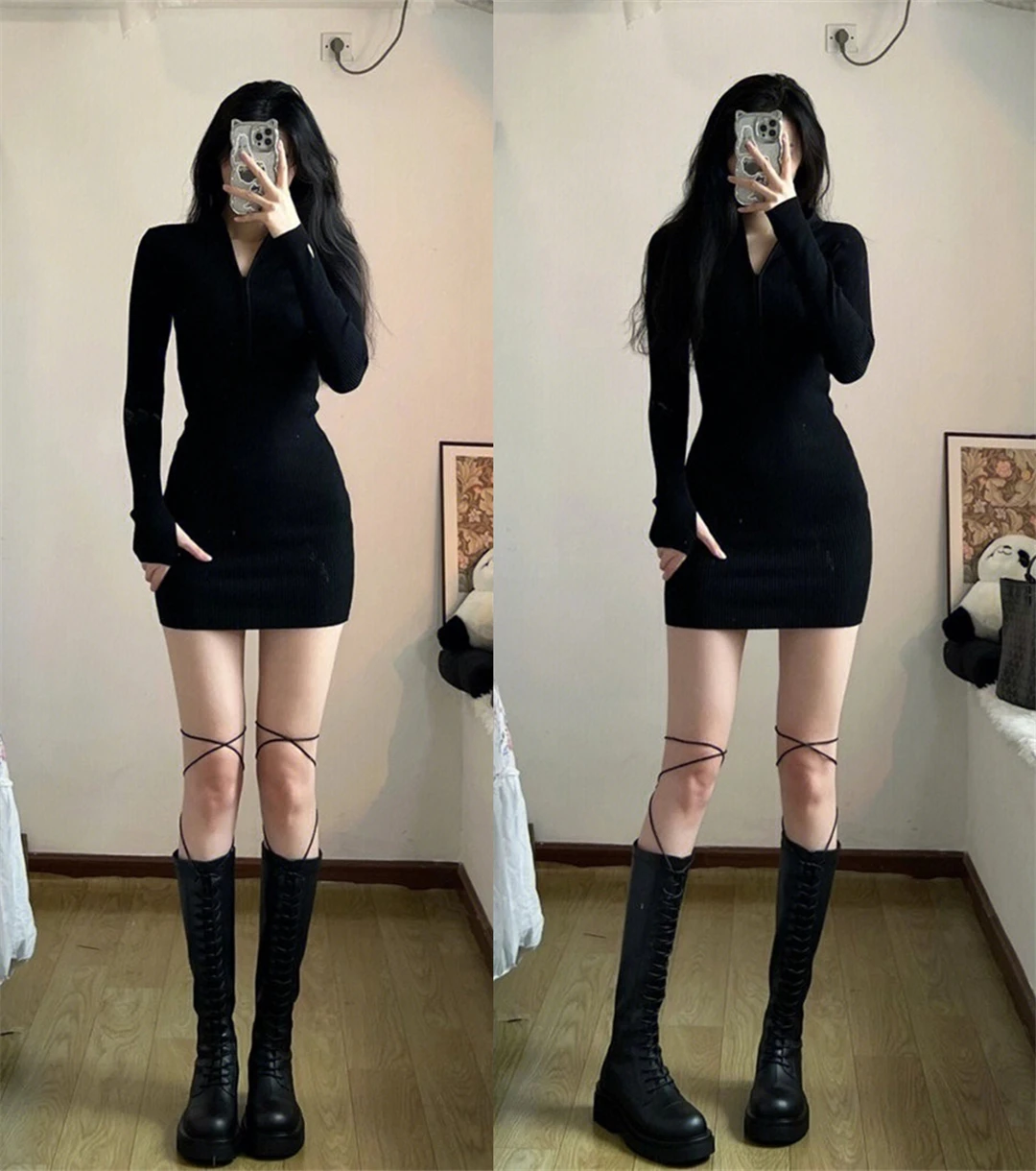 Saia Feminina de Tricô Envolvente, Longa, de Cintura Alta, Camada Base, Modeladora, Elástica, Sexy, com Efeito de Cobertura para o Bumbum