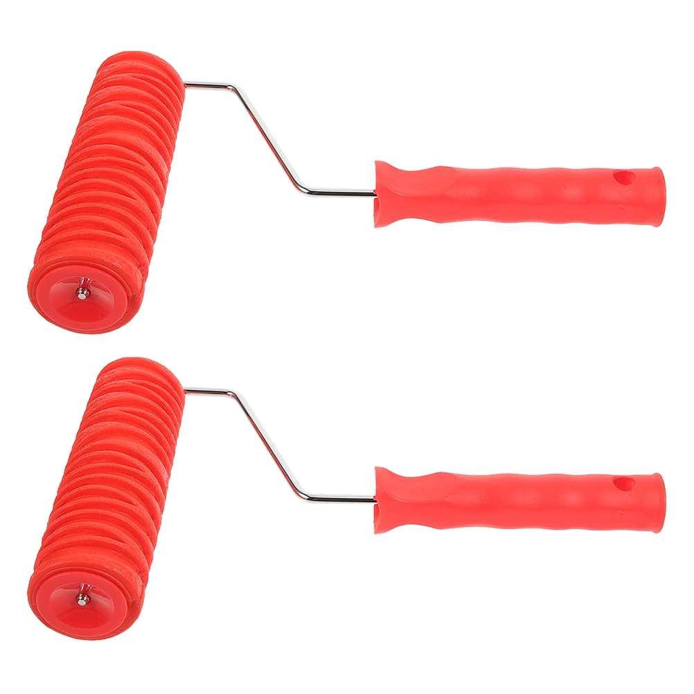 

2pcs Textured Rubber Roller Drywall Patterned Paint Roller Wall Decoration Embossed Texture Reusable Durable For Diy Ceiling
