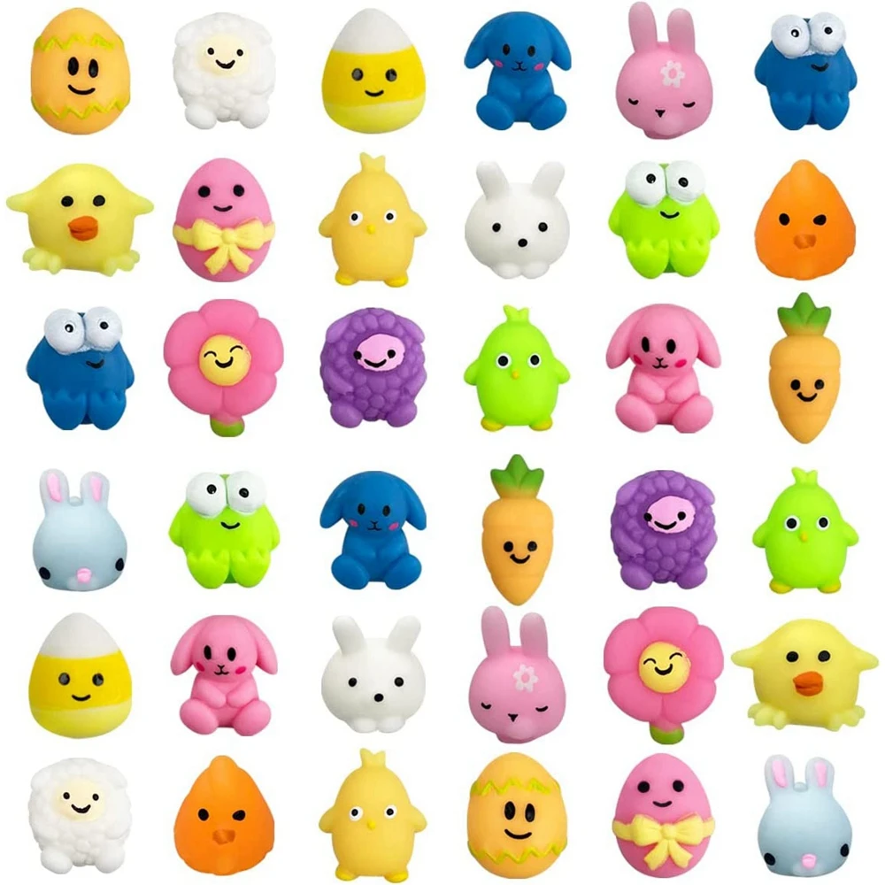 

Easter 12/36PCS Mini Cat Animals Kawaii Mochi Squishy Toys Animal Squishies Stress Relief Basket Stuffers Party Favors Gifts