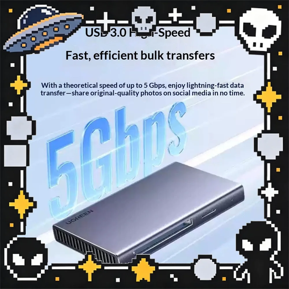UGREEN CM651 5 in 1 USB 3.0 Card Reader SD CF TF MS M2 Aluminum Adapter for Laptop PC Camera