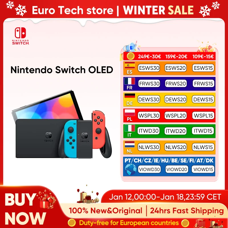 Consola de juegos OLED Nintendo Switch con pantalla OLED blanca o neón (64 GB) de 7 pulgadas, puerto LAN de audio mejorado con cable