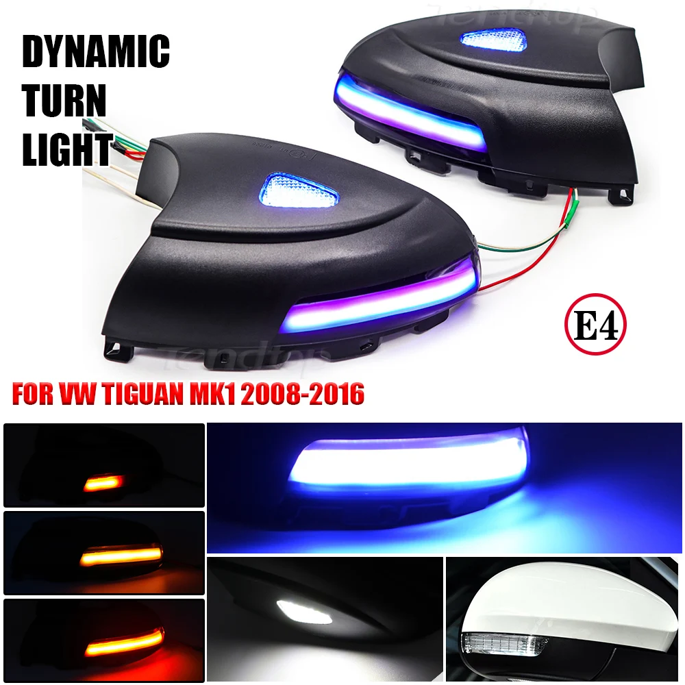 Dynamic LED Turn Signal Blinker Sequential Light Side Mirror Indicator Puddle Light For VW For Volkswagen Tiguan MK1 2008-2016