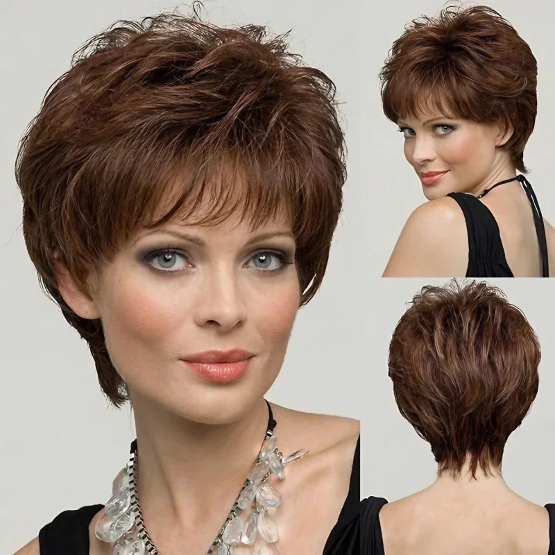 Rich Chocolate #2 Dark Brown Pixie Cut Wig 6x6 Silk Base PU Front Glueless Wear and Go Wig 100% Brazilian Remy Hair Short Wigs - view 6