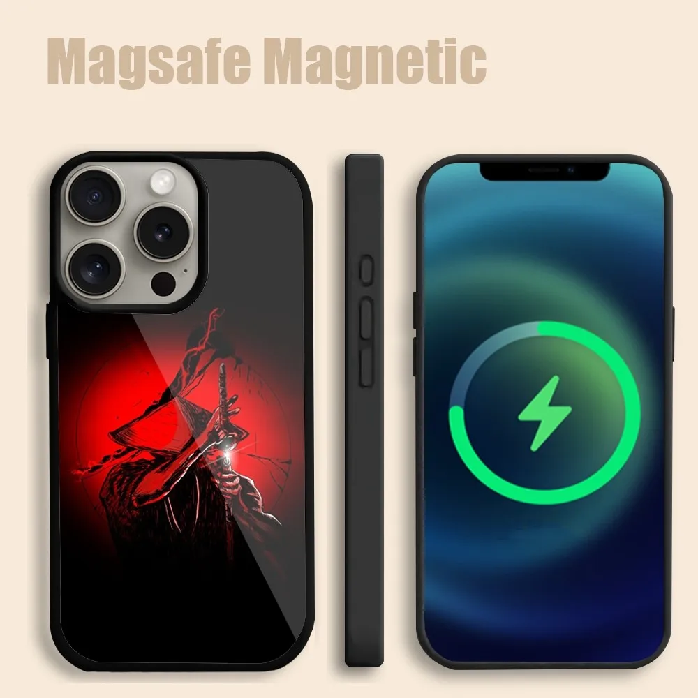 Japanese Bushido Samurai Phone Case For iPhone 15 14 13 12 11 Pro Max Plus Magsafe Magnetic Wireless Charging Cover