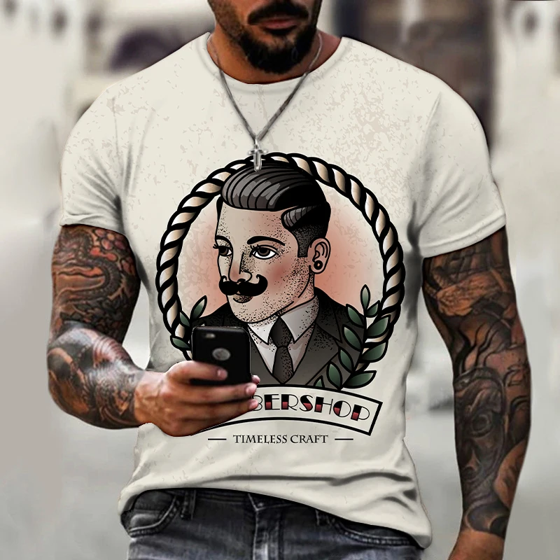 Street Men\'s T-shirt Hairdressing Pattern Casual Short Sleeve O Neck Fashion Hot Seller Funny 3D Printed Harajuku Hip Hop Shirt