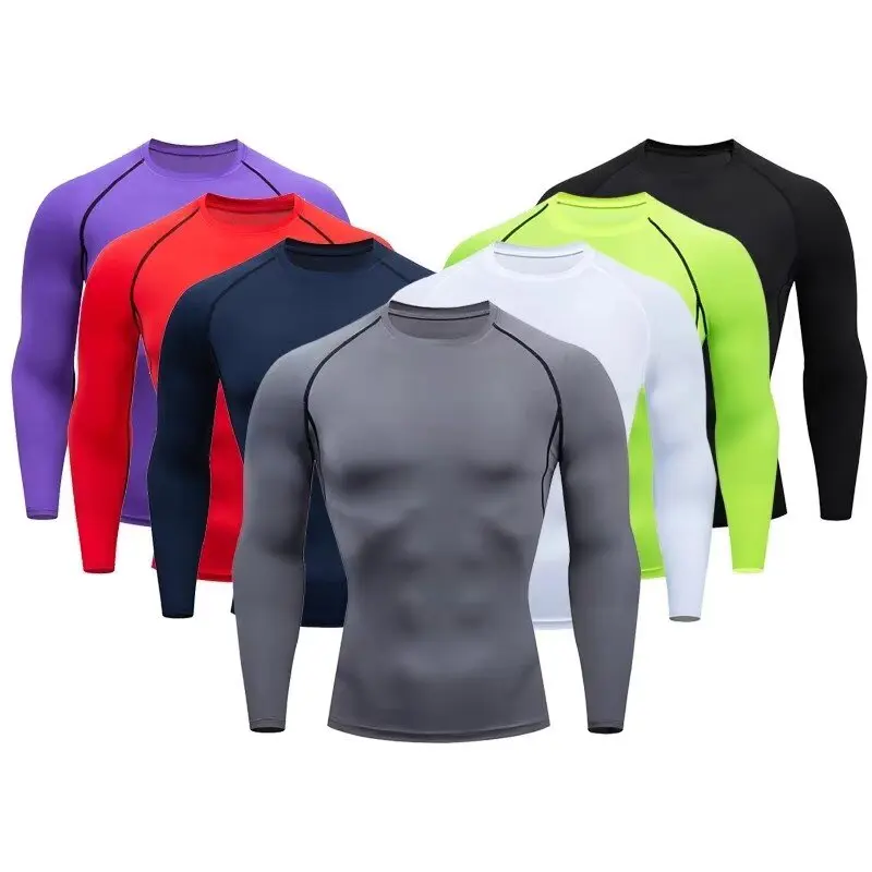 Tight fitting suit men's long sleeved long pants quick drying clothes, running exercise training base coat, elastic breathable f