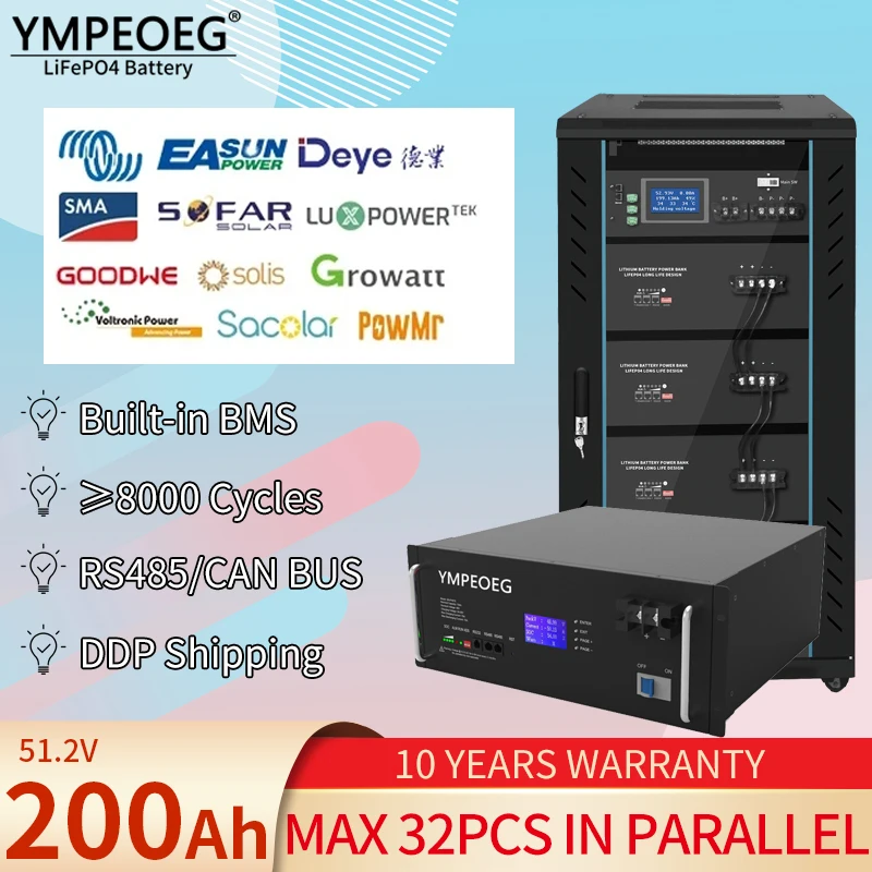 10kwh Lifepo4 Grade Een Gloednieuwe 100% Volledige Capaciteit Batterij 48v5 0ah/100ah/200ah Ingebouwde Bms 8000 Cycli Zonne-Energie Bank