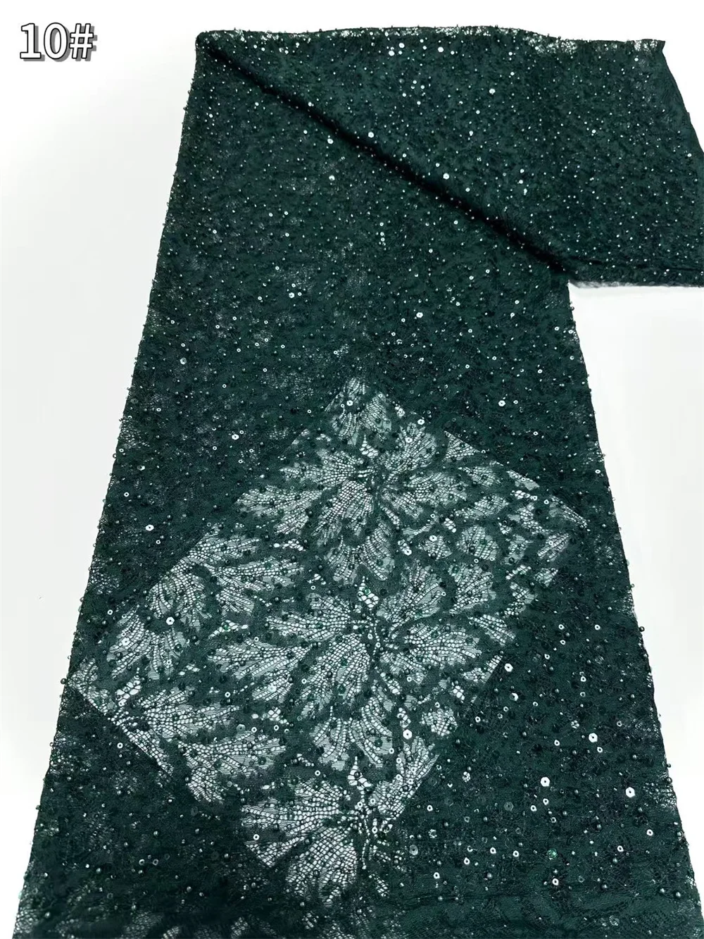 

African Lace Fabric 2025 Sequins Beaded Embroidery Groom Nigerian Bridal High Quality French Tulle Lace Fabric For Dress A1268-1