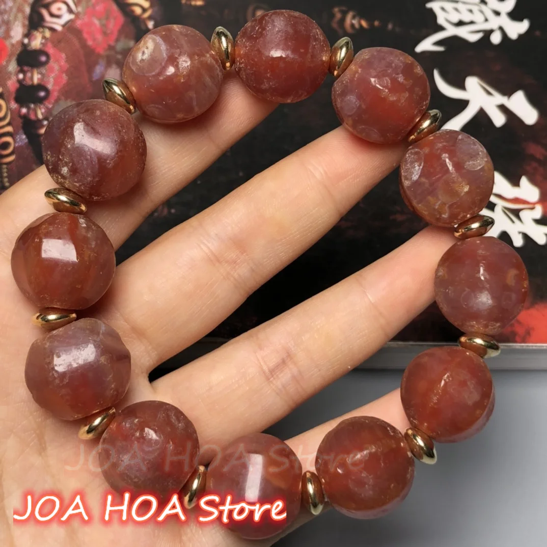 

Natural Rare Red Agate Lantern Bracelet Jade Bodyguard Compass Divination Energy Stone Jade-Bangle Fine Jewelry