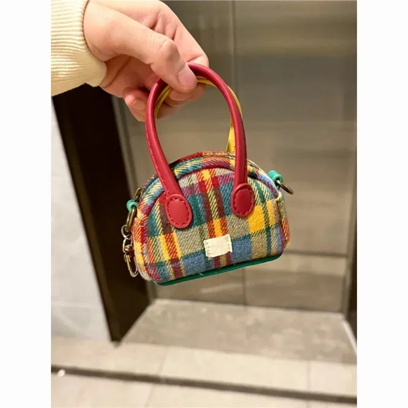 Sac à main à carreaux de Noël, mini sac pour écouteurs mignon, sac de changement de rouge à lèvres