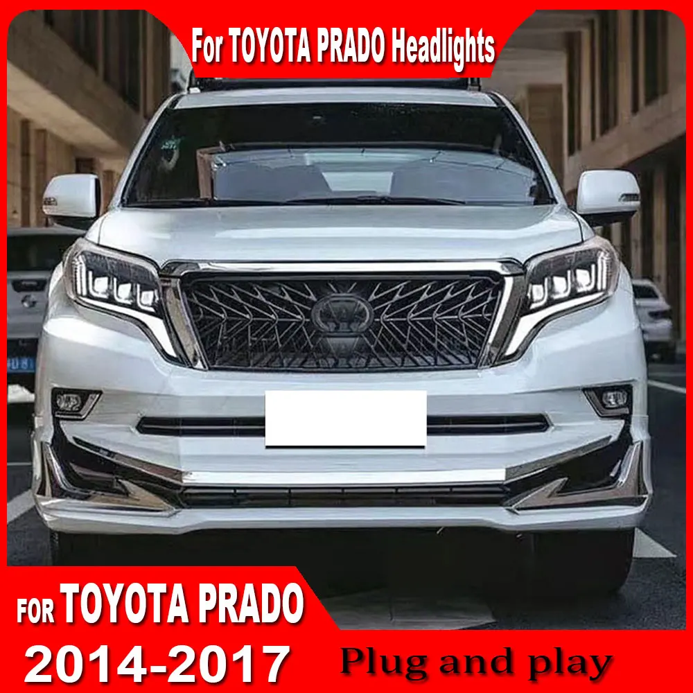 Car headlights for Toyota Prado Head Lamp 2014-2017 Prado Headlight DRL Turn Signal Low High Beam Projector Lens  Accessories