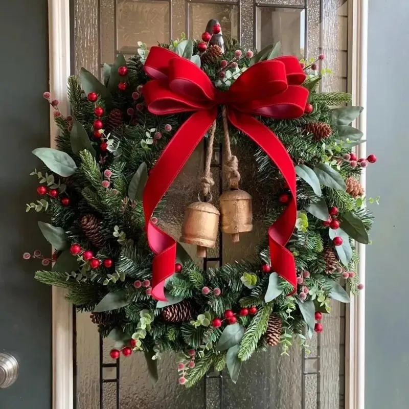 for Christmas Wreath Door Hanging 50cm Window Hotel Shopping Mall Creative Gift Pendant 80cm Rattan with Light