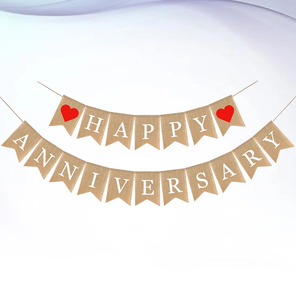 

Wedding Anniversary Background Cloth Linen Banner Fish Tail Bunting Letter Flag Theme Event Decoration Photo Prop