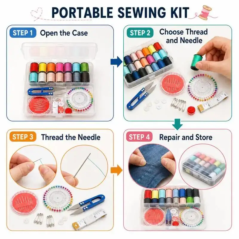 Nähgarn-Set 24 Farben DIY Strickseil Gewebtes Handarbeitsgarn Nähwerkzeug-Kit Nadelbox – Detail 2