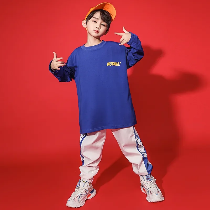 T-Shirt Street Party tragen Hosen Jungen Mädchen Jazz Tanz Kostüm Kleidung Kinder Ballsaal Hip Hop Tanz Kleidung Sweatshirt lose