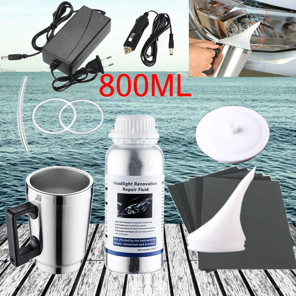 Auto Scheinwerfer Renovierung Polieren Kit Scheinwerfer Chemische Polieren Kit Automotive Pflege Werkzeug 800ML Flüssigkeit Polymer Auto Werkzeug Set