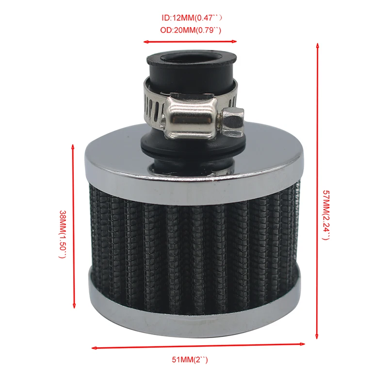 Universal Interface Car Air Filters 12mm For Motorcycle Cold Air Intake High Flow Crankcase Vent Cover Mini Breather Filters