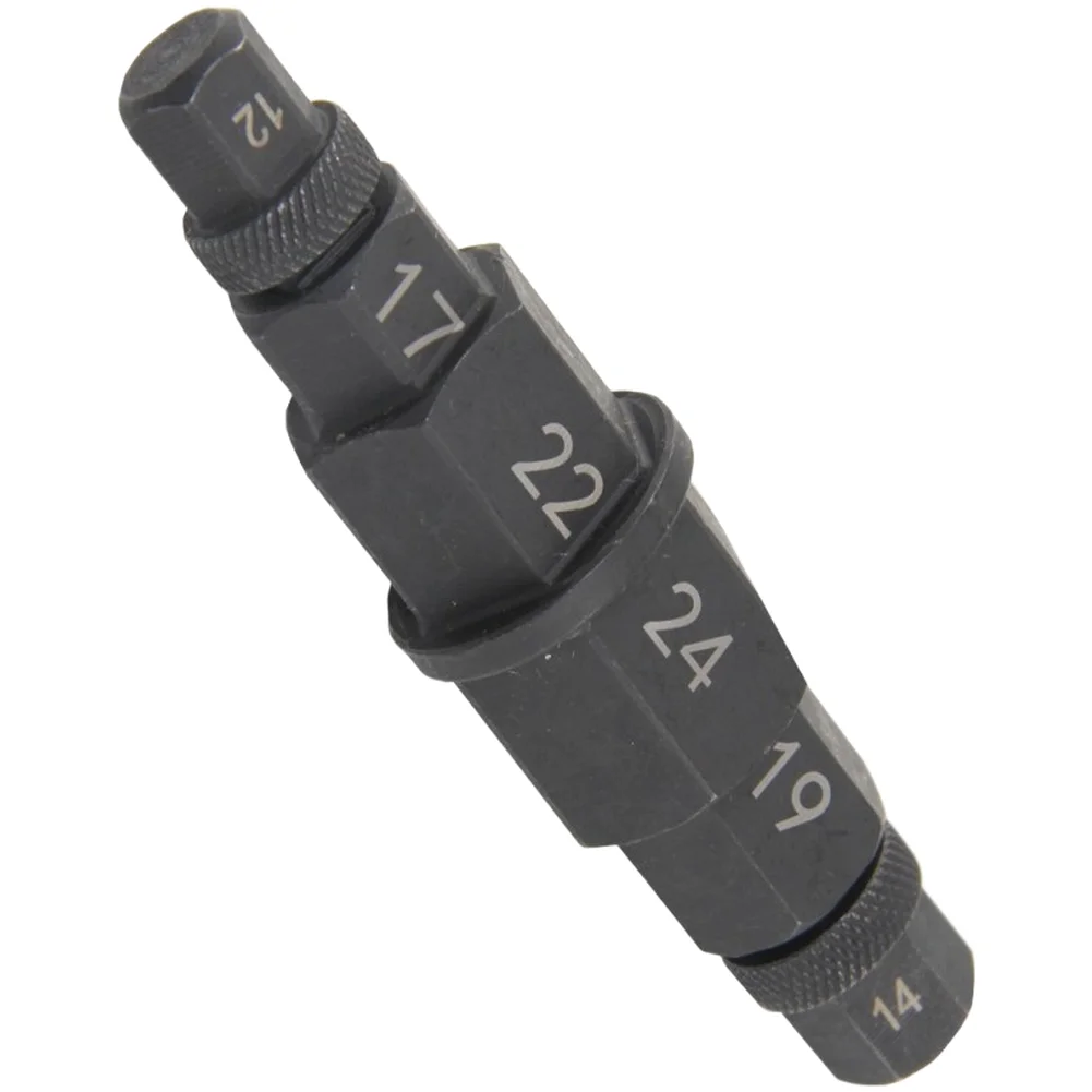 Socket Adapter for Motorcycle Hex Axle Nuts 12mm 17mm 19mm 22mm 24mm 45 Gauge Steel Black 10cm Extended Design