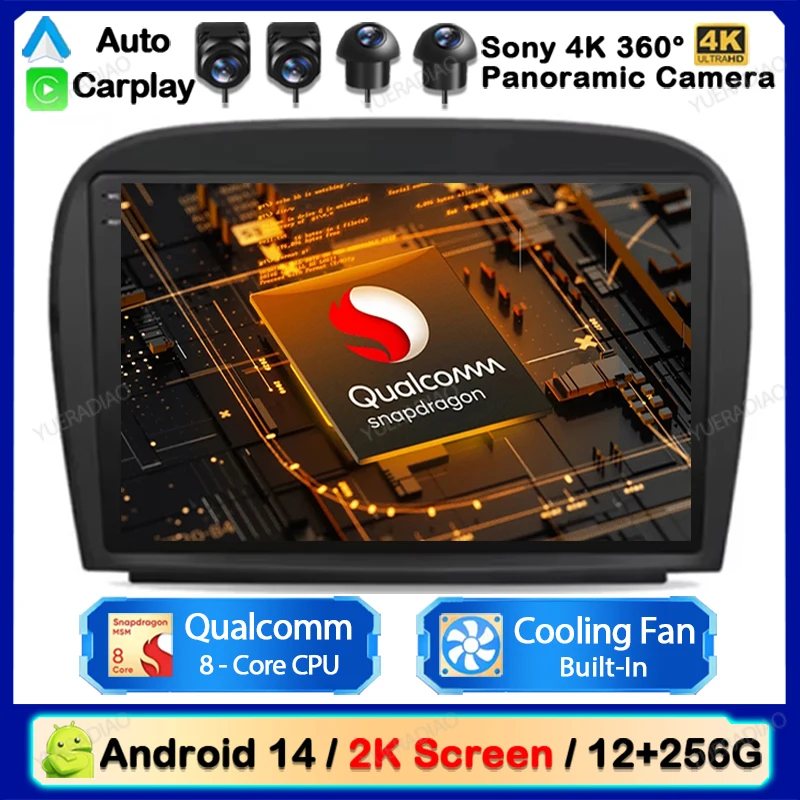 Android 14 Car Radio For Mercedes SL R230 SL350 SL500 SL55 SL600 SL65 2001 - 2007 NAVI GPS Multimedia Video Player WIFI+4G QLED