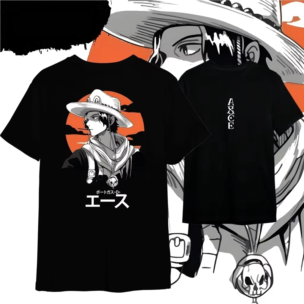 

One Piece Men's T-shirt Monkey D. Luffy Summer Autumn Anime Boy Children's Short-sleeved Retro Personality Parent-child Outfit