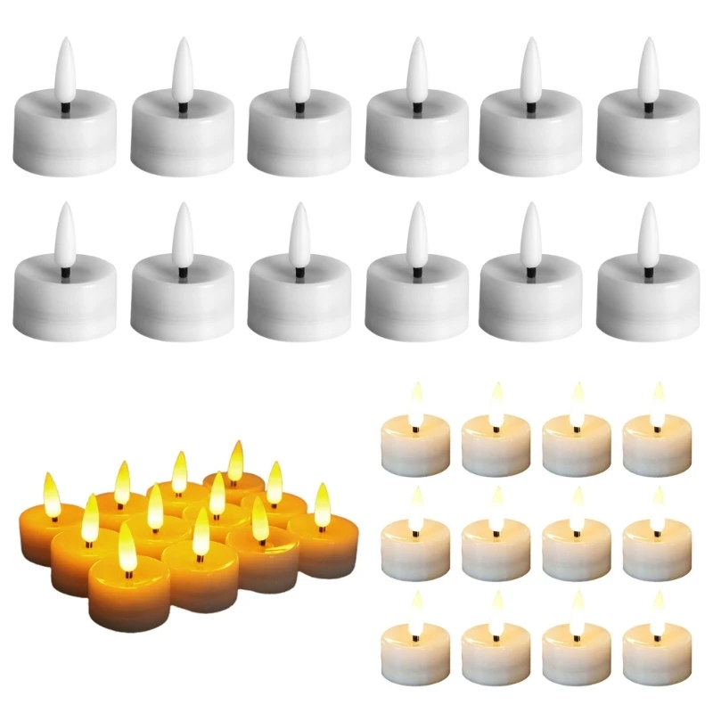 12pcs Battery Operated Tea Lights Mini Flameless LED Tealight Candle for Wedding Party Holidays Home Decoration Outdoor