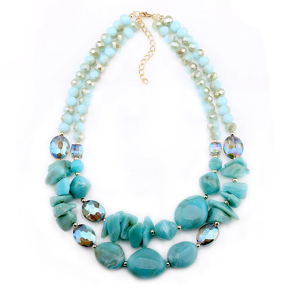 

New Fashionable Acrylic and Crystal Beaded Chokers Necklace for Women String Bib Statement Necklaces Trendy Necklace Party