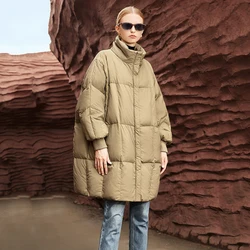 2024 New Puffer Parkas Women's Long Down Cotton Coat Fashion Stand Collar Cotton-Padded Coat Winter Jacket Casual Loose Outwear